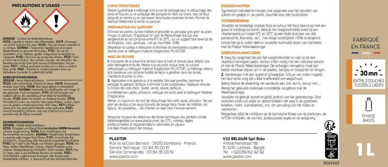 Liant de Rebouchage Rebouchage