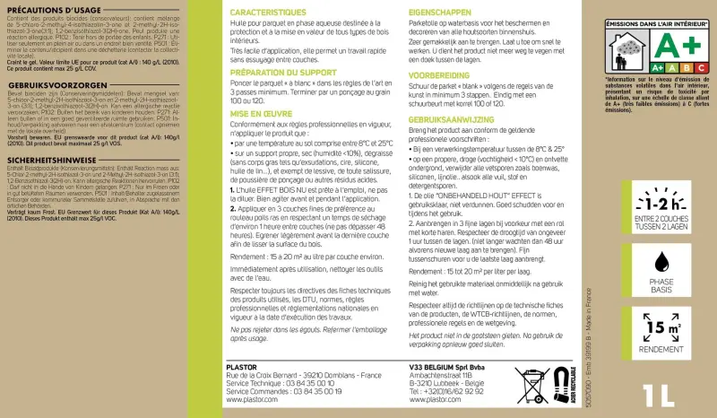 Huile EFFET BOIS NU Huiles